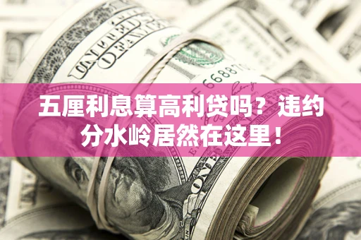 济南五厘利息算高利贷吗？违约分水岭居然在这里！