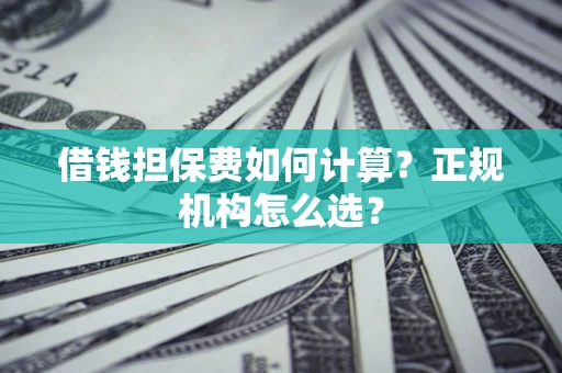 济南借钱担保费如何计算？正规机构怎么选？